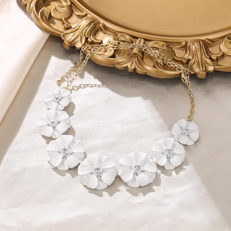 Flyonce Flower Collar Necklace, Floral Flowers Statement Summer Beach Chokers Necklaces for Women - Image 4